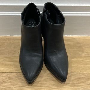 Never worn black faux leather stiletto booties